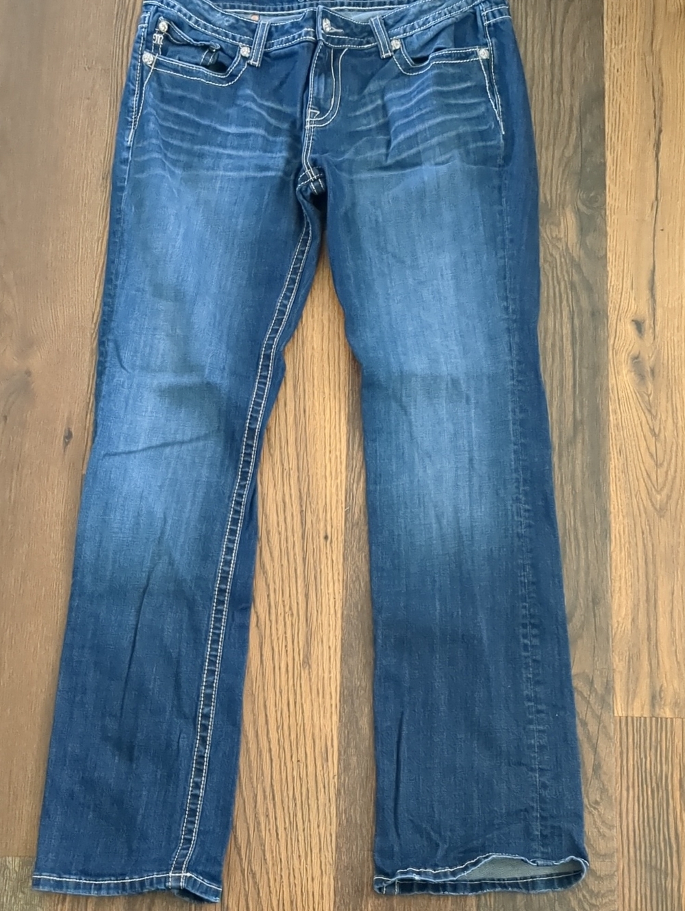 Miss Me Womens Rhinestone Bootcut Blue Jeans, Size 34 JP6163B